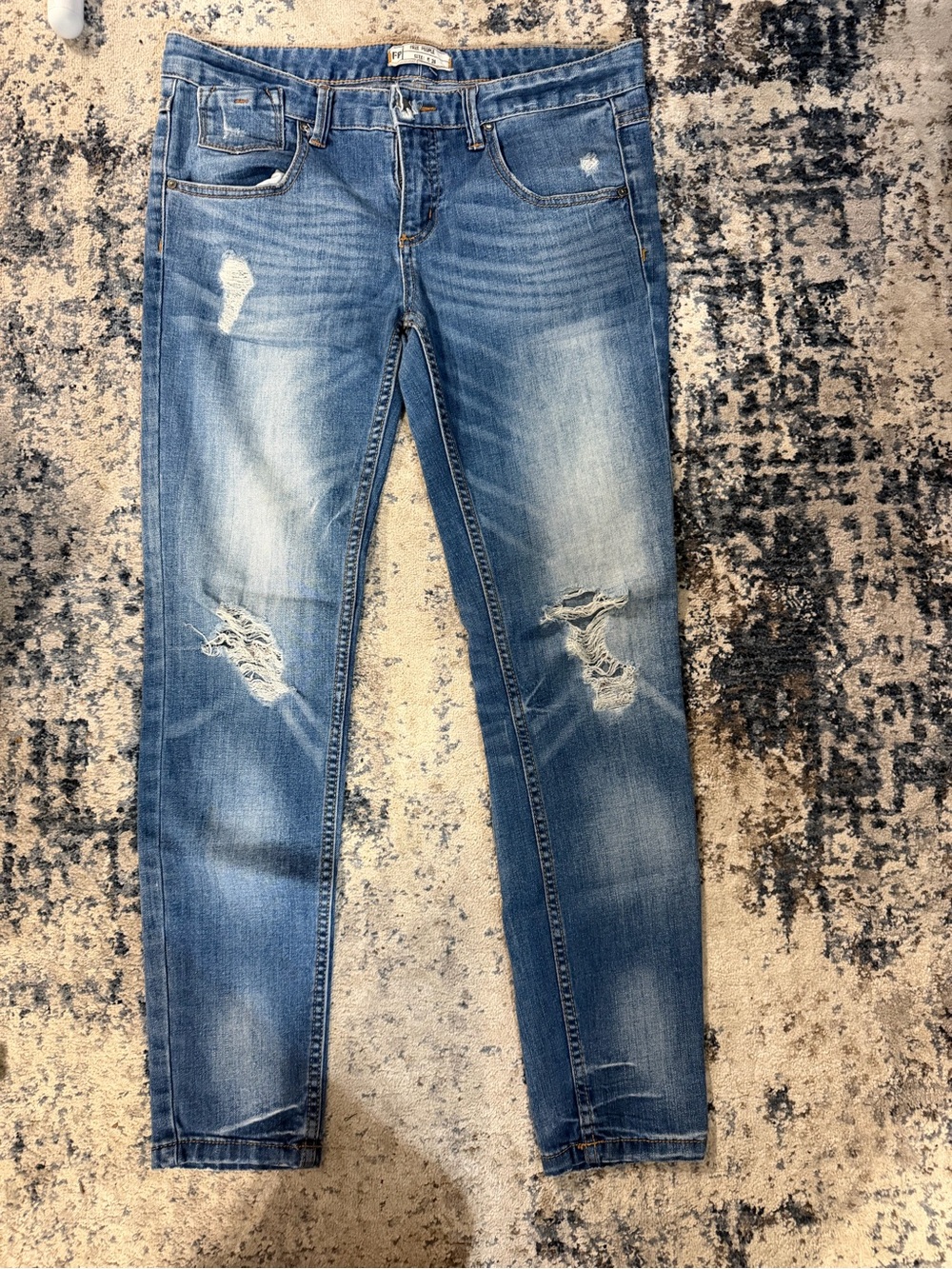 Free People Distressed Blue Ankle Jeans